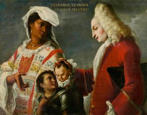 Hiszpan i Indianin produkują Metysa, ok. 1715 r.